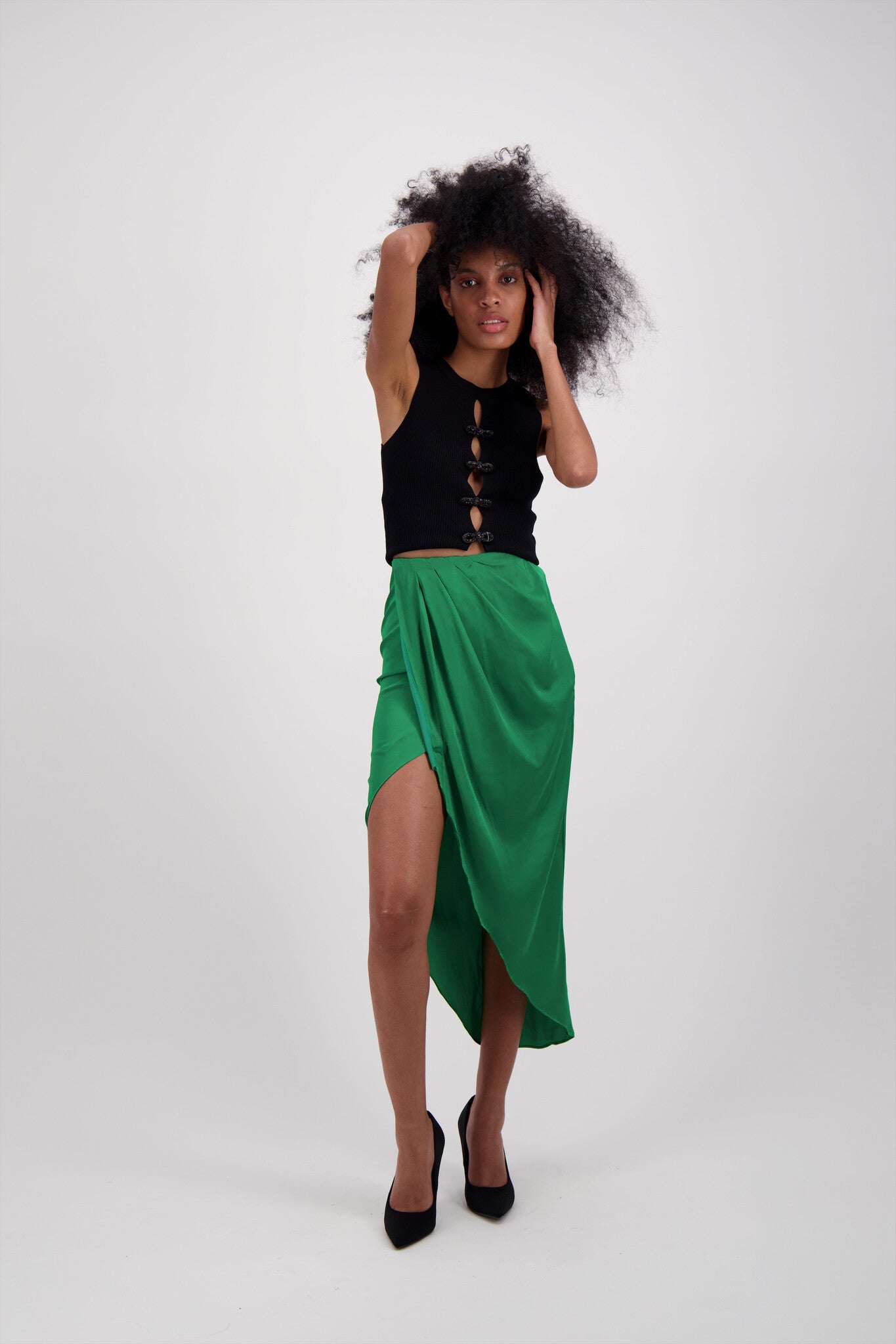 FALDA SATIN DRAP VERDE