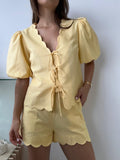 YELLOW BOW SHORT SET