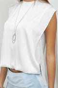 ASYMMETRICAL WHITE SATIN BLOUSE