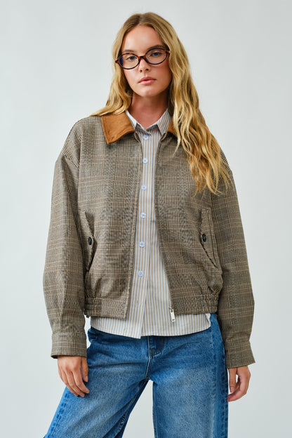 PLAID BOMBER JACKET