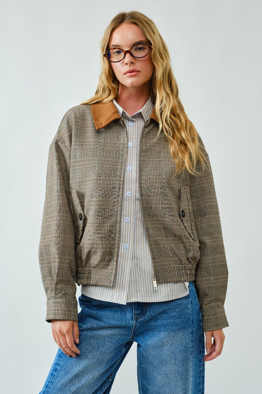 PLAID BOMBER JACKET