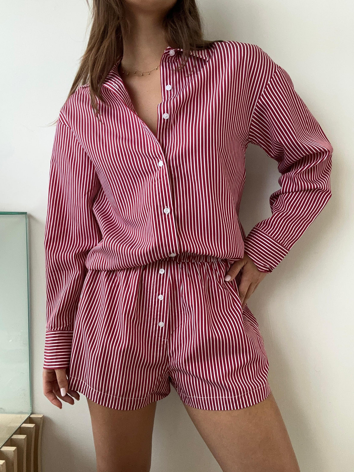 STRIPED RED BOXER SET
