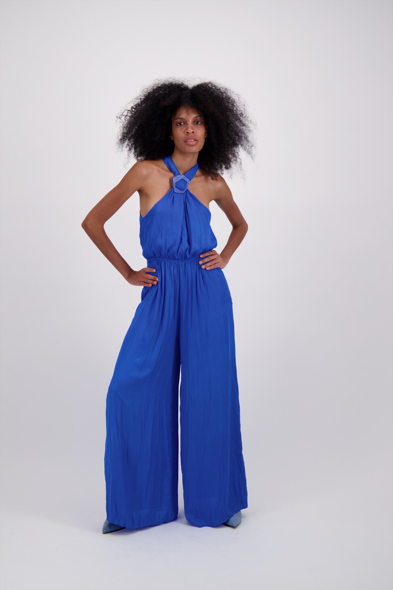 JUMPER LARGO HALTER AZUL