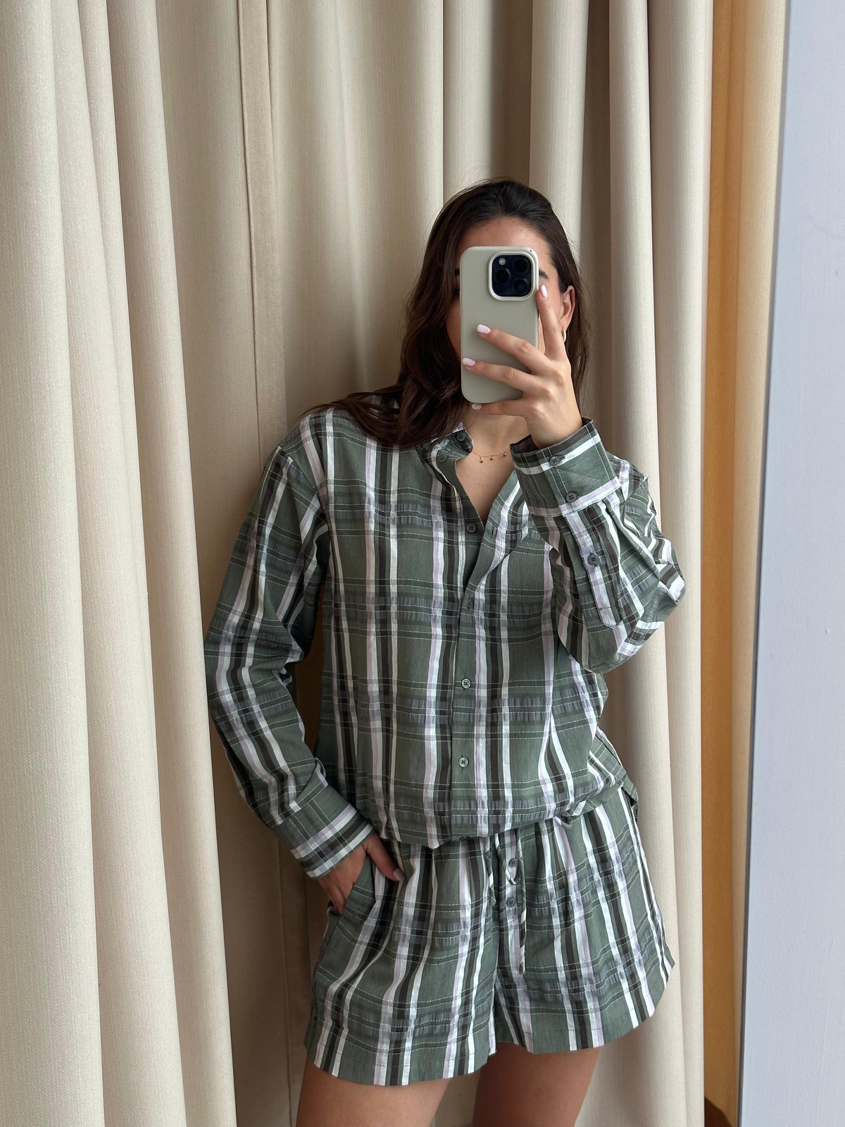 PLAID BOXER OLIVE SET