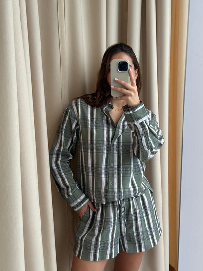 PLAID BOXER OLIVE SET