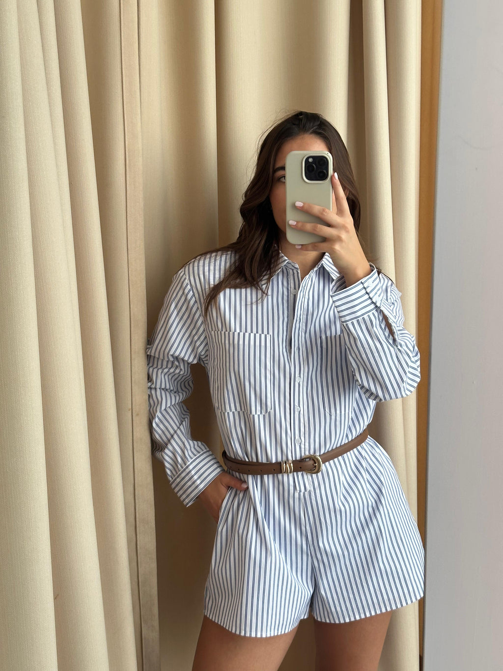 OVERSIZED STRIPED SHIRT JUMPER