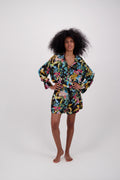 SET SHORT FLORAL NEGRO