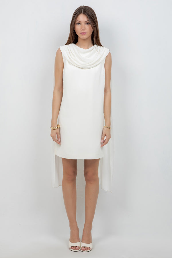 IVORY MINI DRESS WITH CAPE