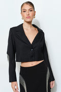 BLACK CHAIN BLAZER SET
