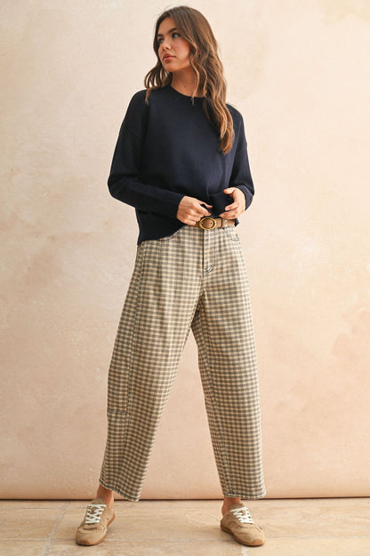 MINI CHECKER BARREL PANTS