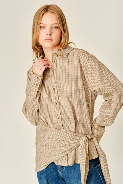 PLAID SHIRT WITH KNOT DETAIL