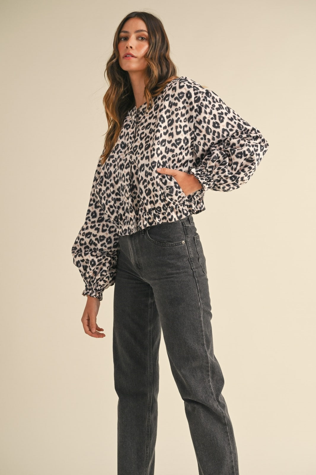 LEOPARD CROP JACKET