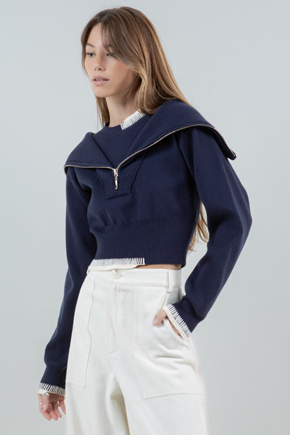 NAVY STITCHED SWEATER