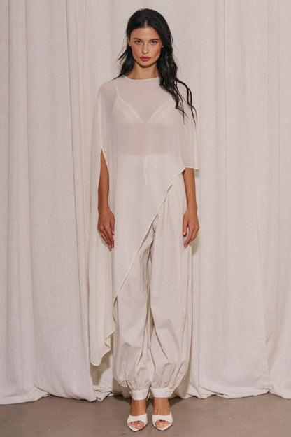 OFF WHITE ASSYMETRICAL CAPE