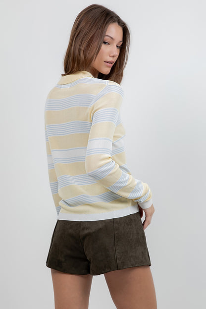 YELLOW BLUE POLO STRIPE