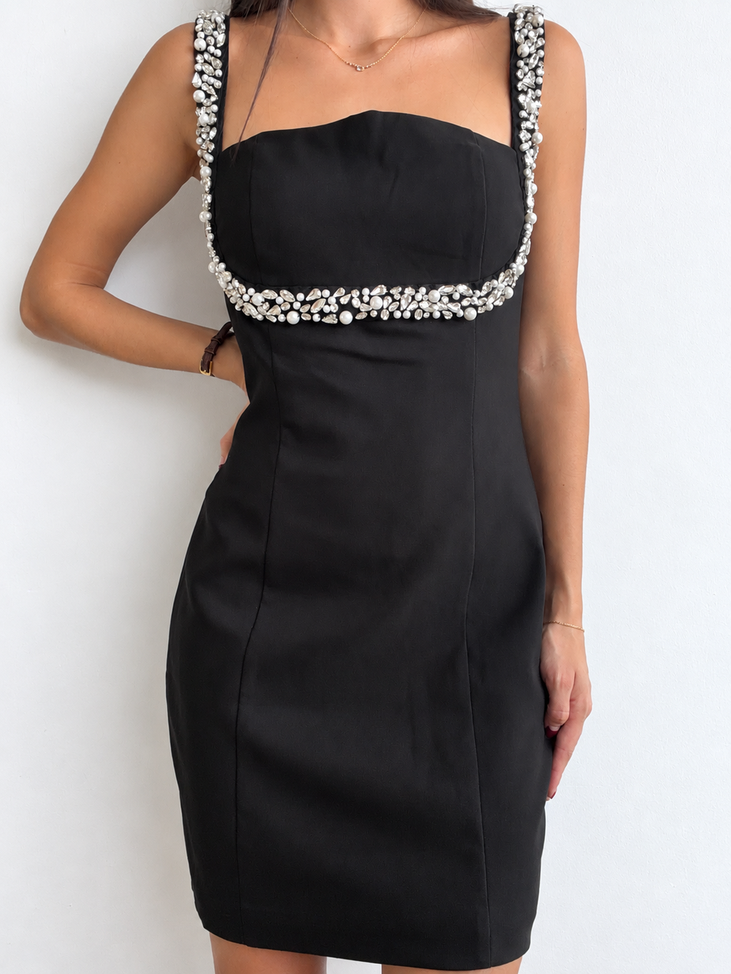 PEARL BLACK MINI DRESS