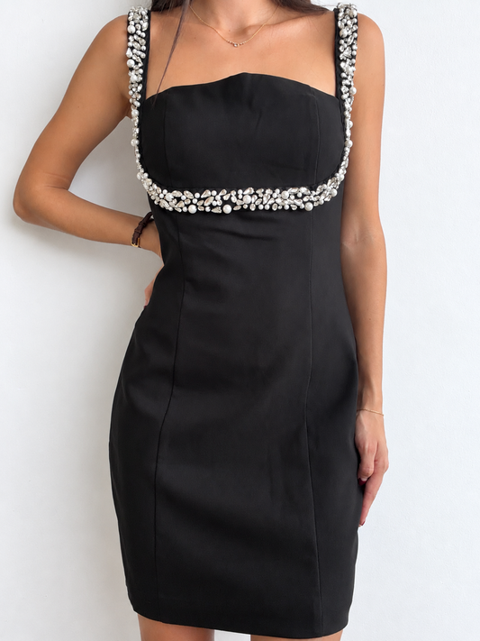 PEARL BLACK MINI DRESS