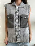 GREY WASH COLLAR VEST