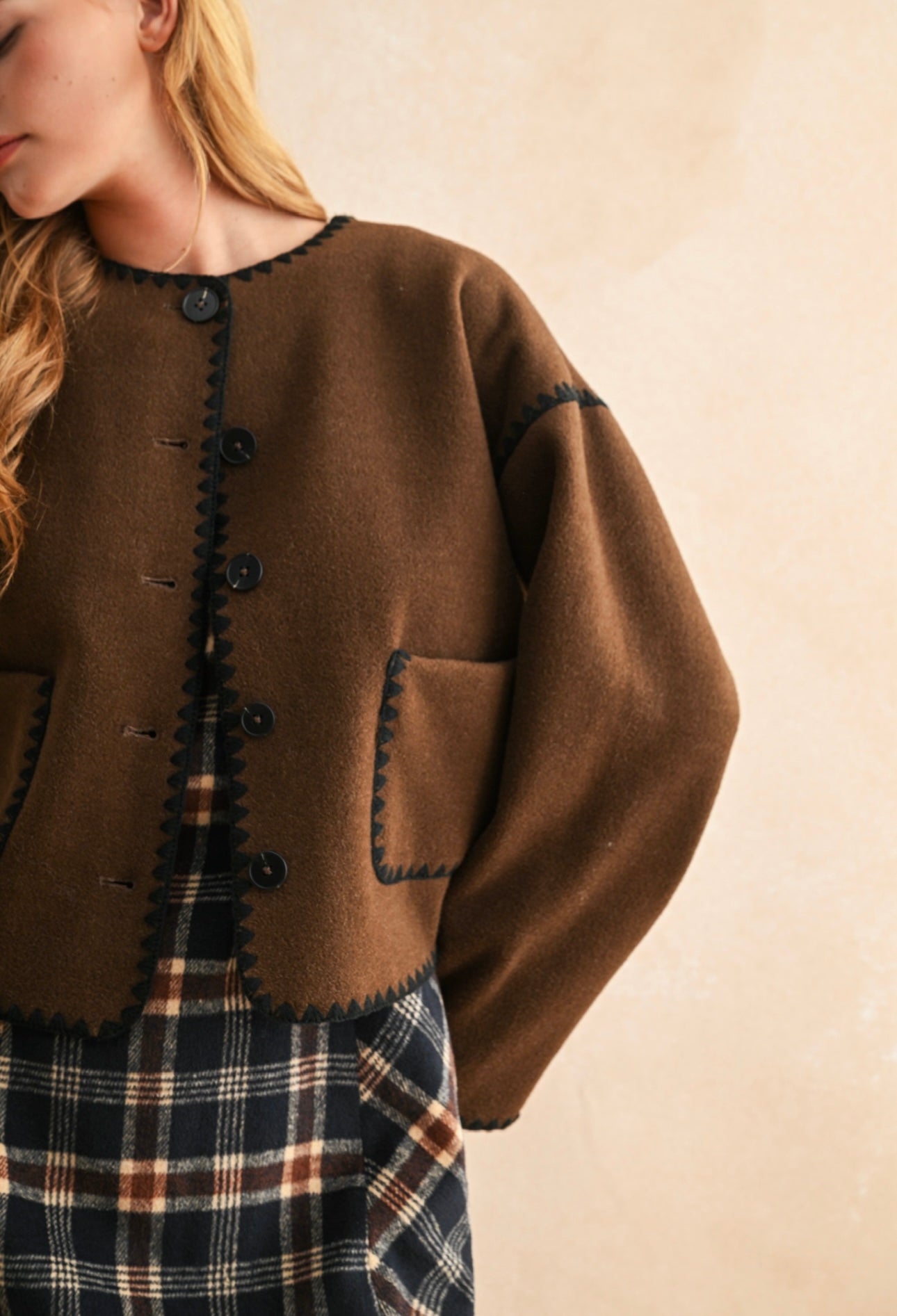 BROWN STITCHED JACKET