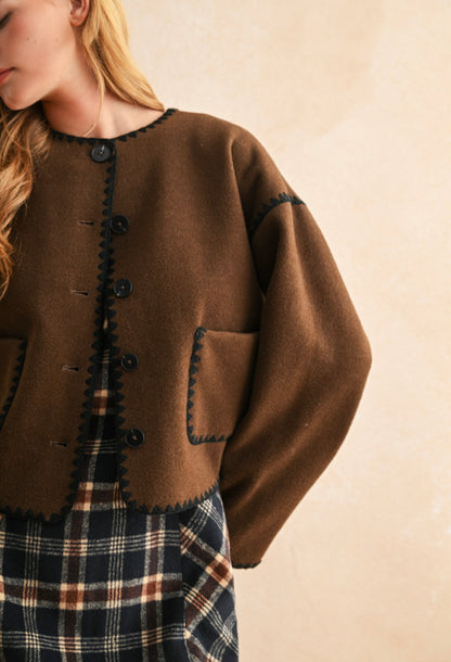 BROWN STITCHED JACKET