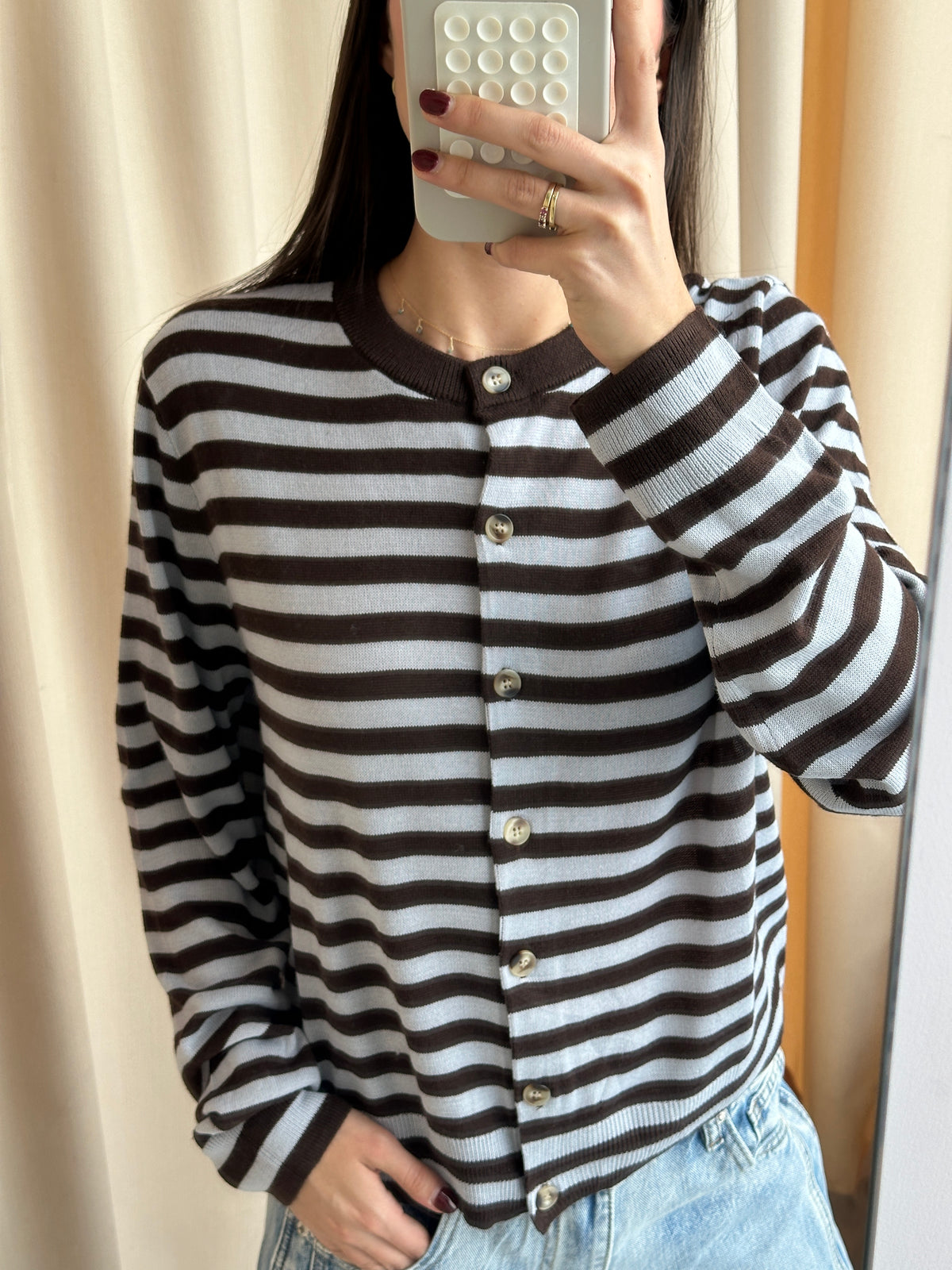 BROWN STRIPES CARDIGAN