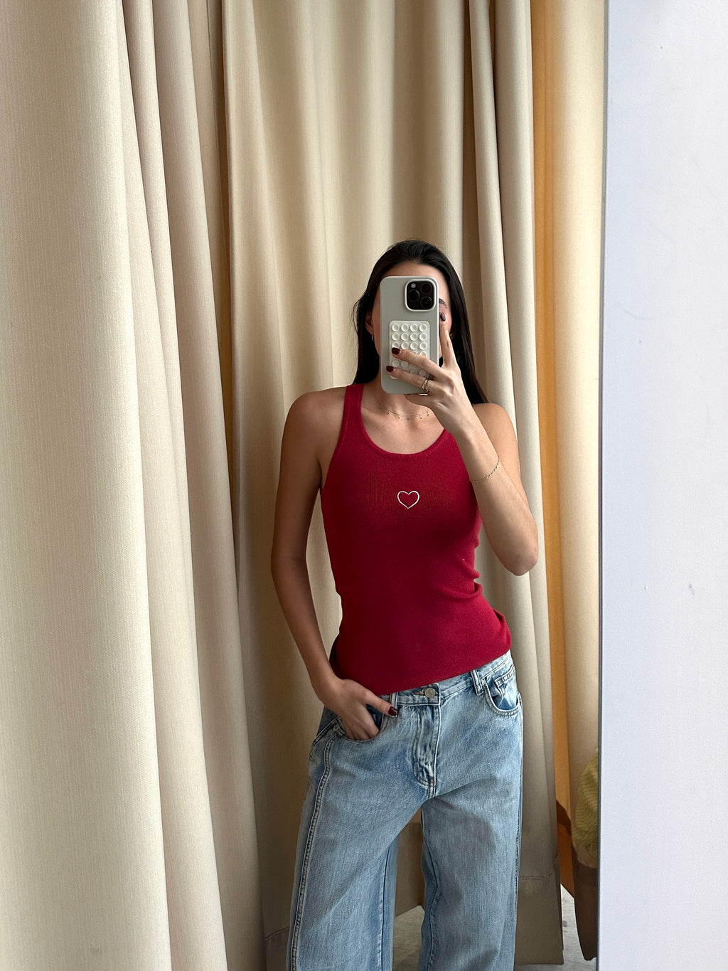 CONTRAST RED HEART TANK
