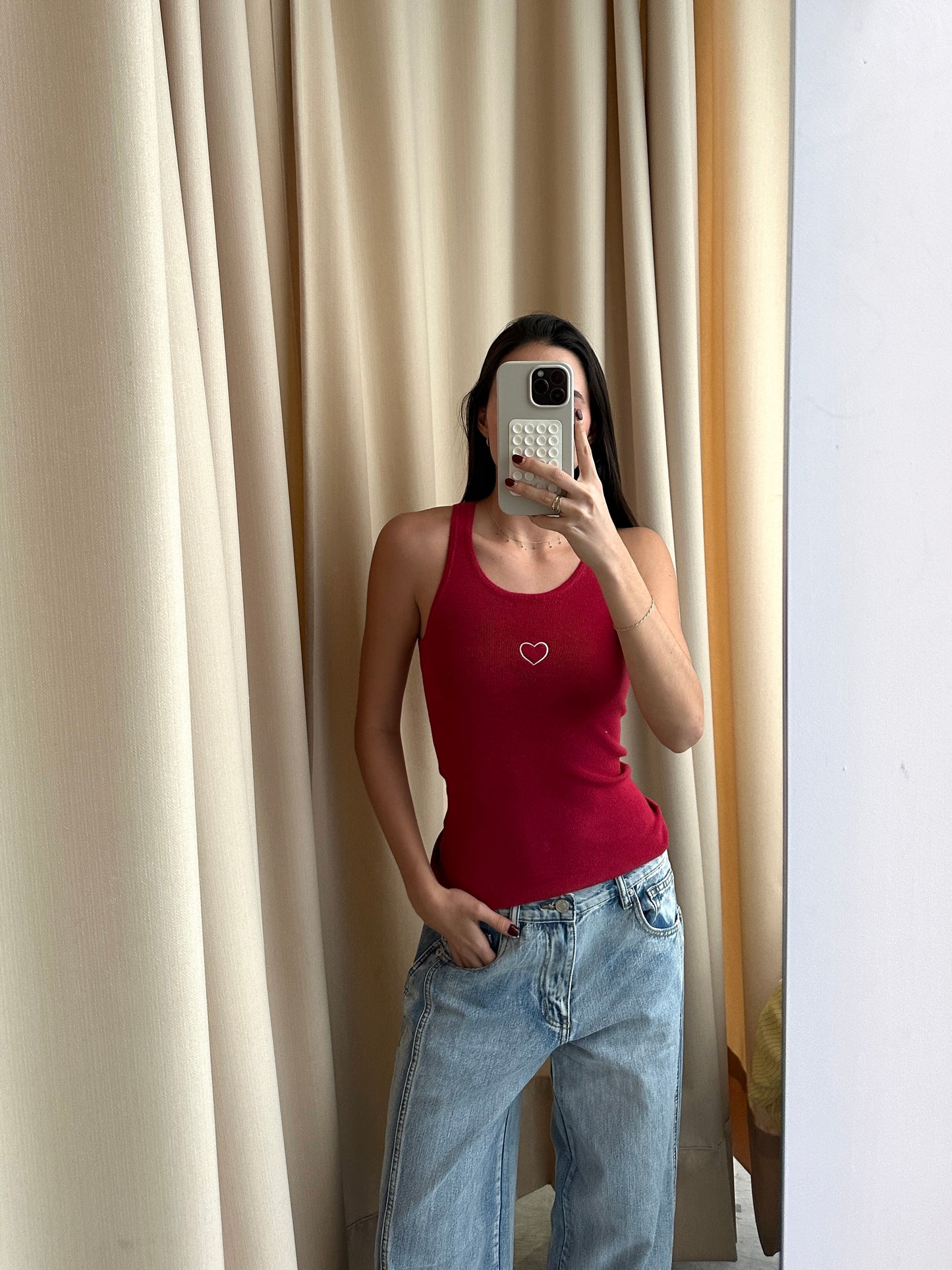 CONTRAST RED HEART TANK