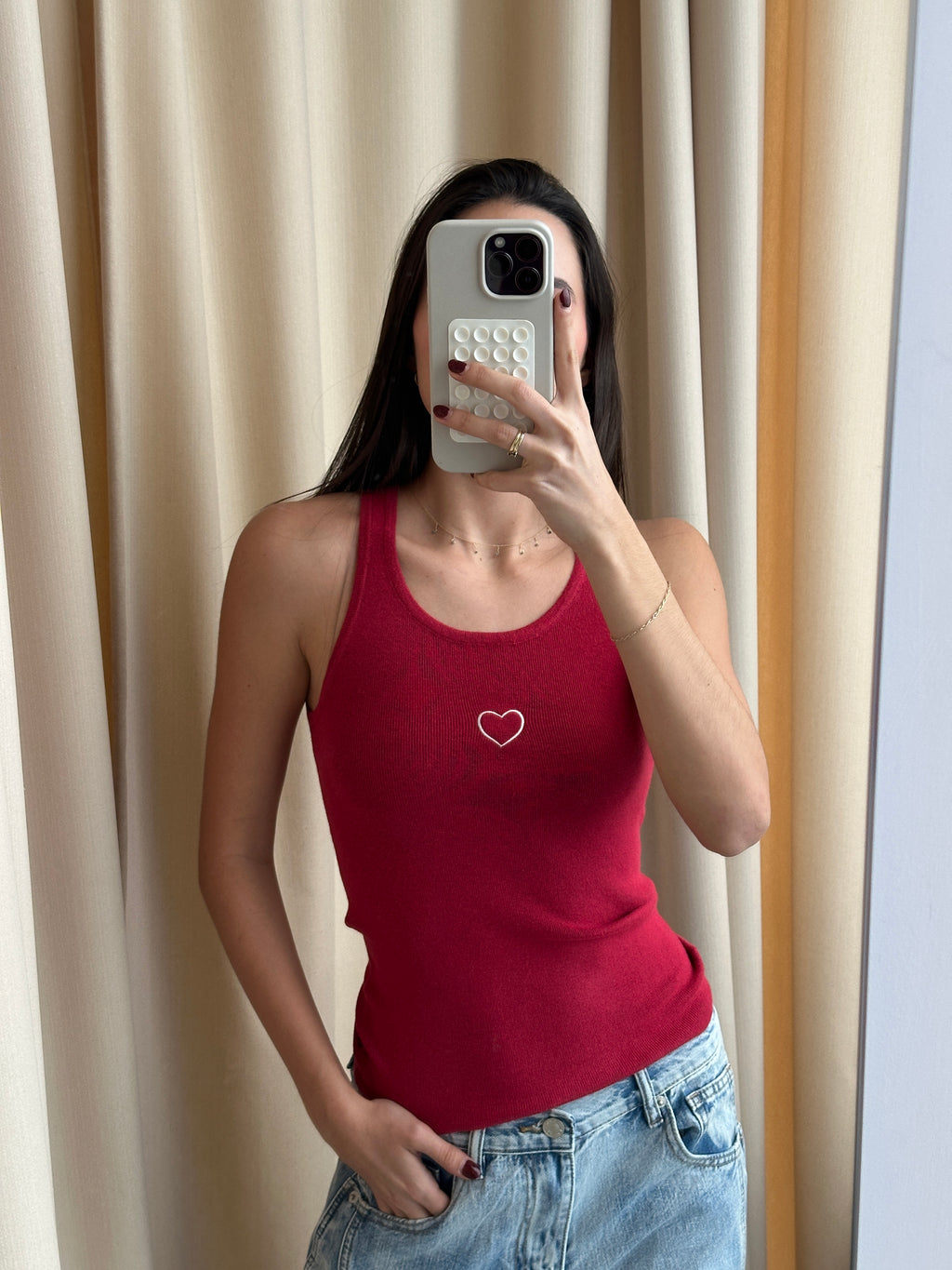 CONTRAST RED HEART TANK