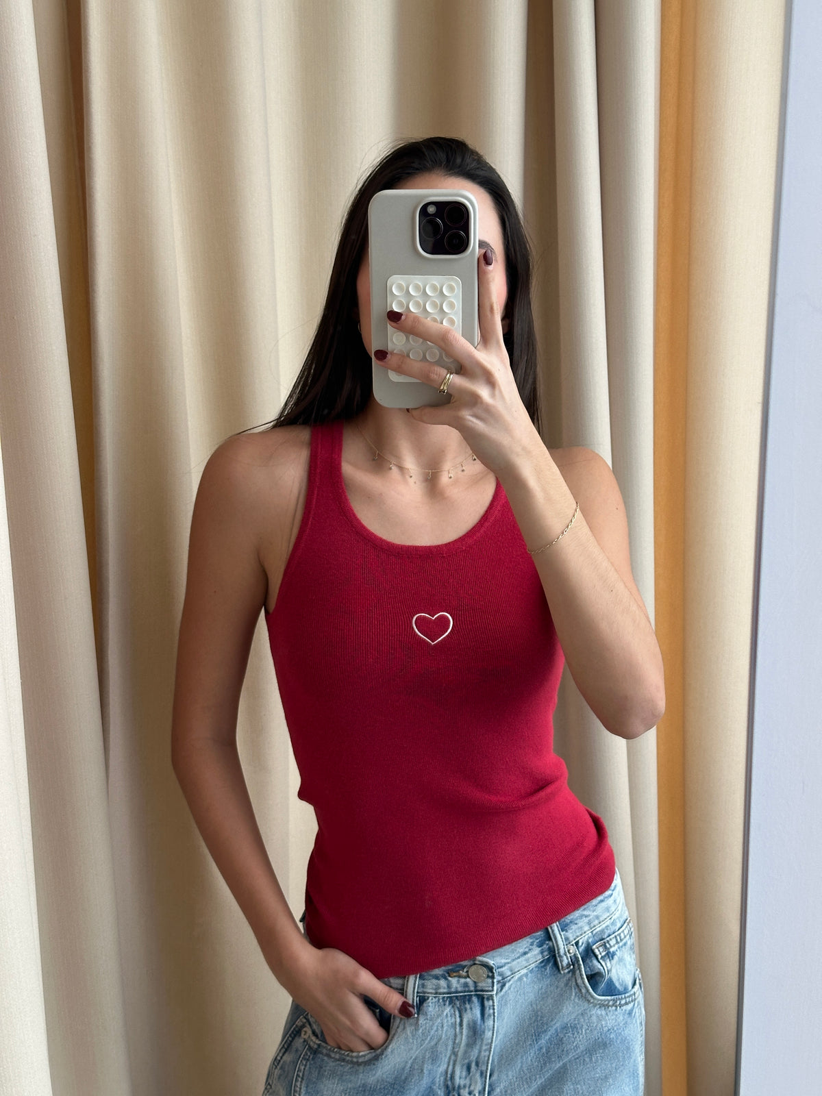 CONTRAST RED HEART TANK
