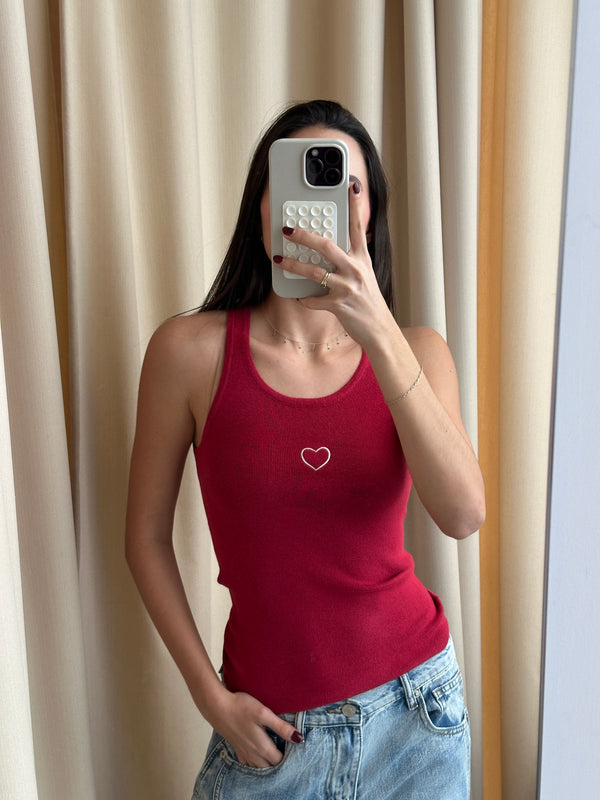 CONTRAST RED HEART TANK