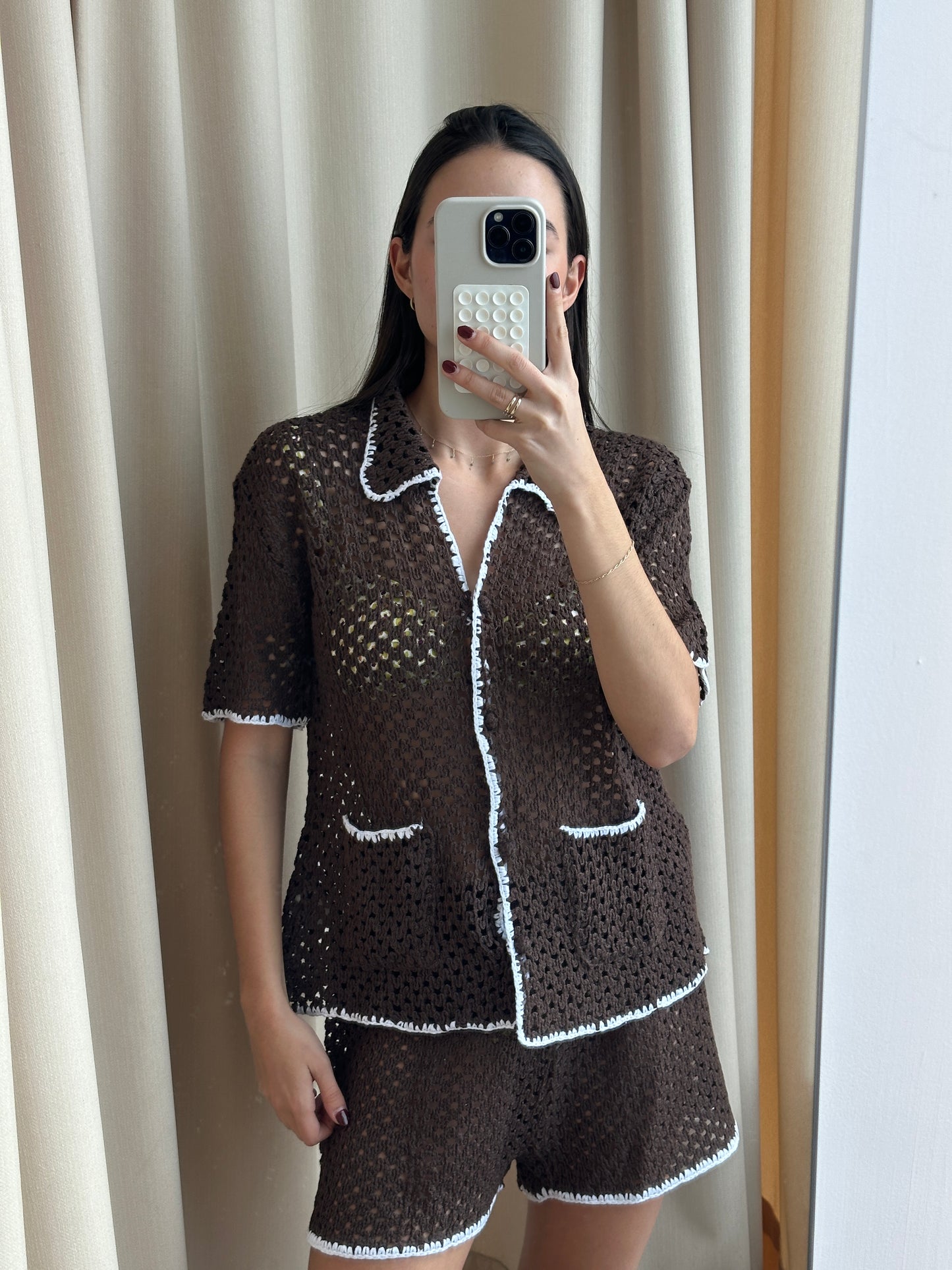 BROWN KNITTED BEACH SET