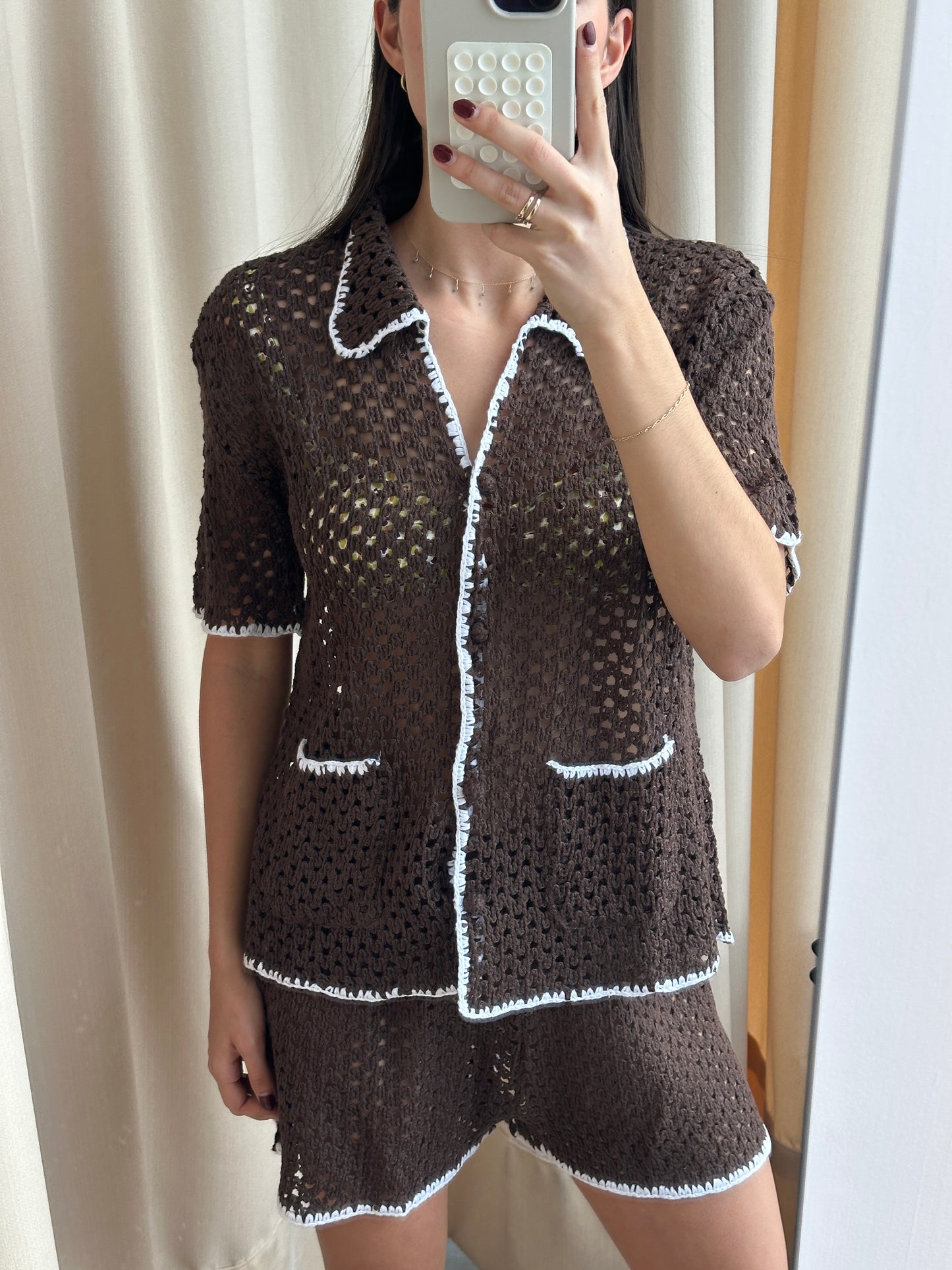 BROWN KNITTED BEACH SET