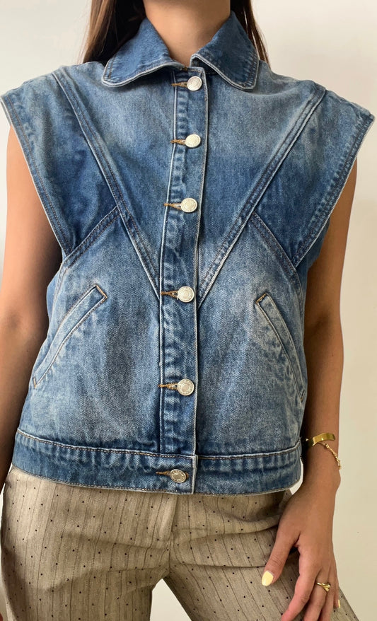 CHALECO DENIM MEDIUM WASH