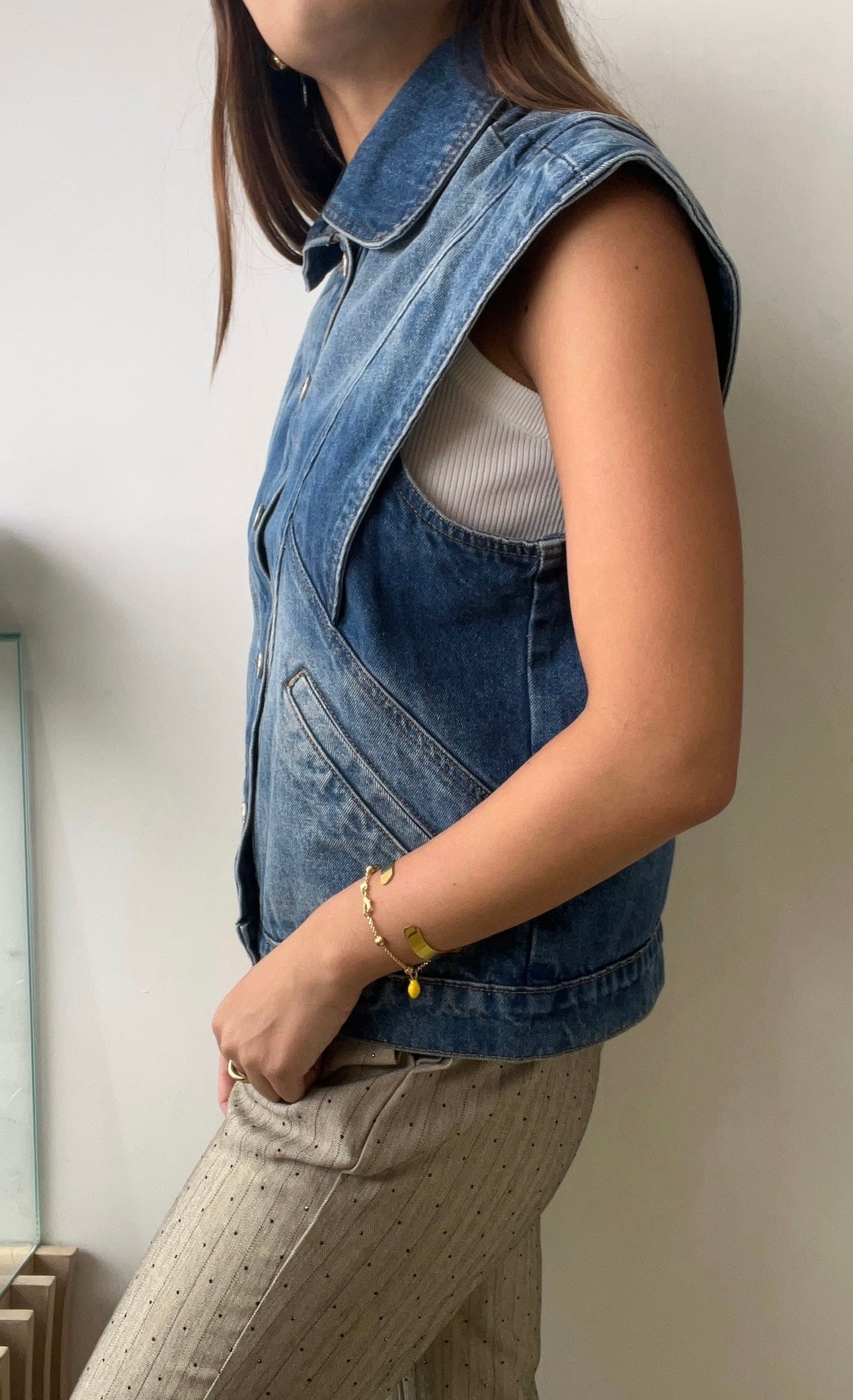 CHALECO DENIM MEDIUM WASH