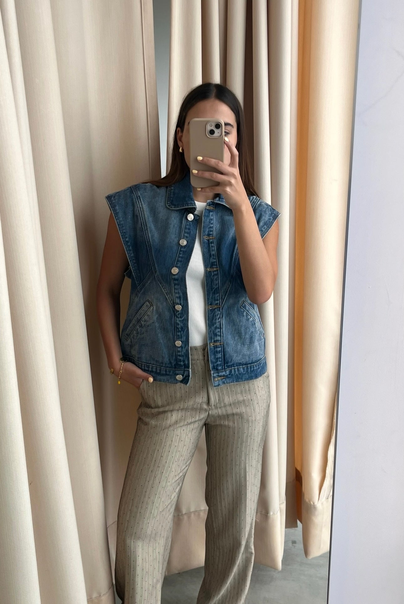 CHALECO DENIM MEDIUM WASH