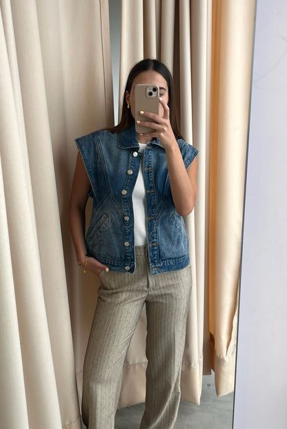 CHALECO DENIM MEDIUM WASH
