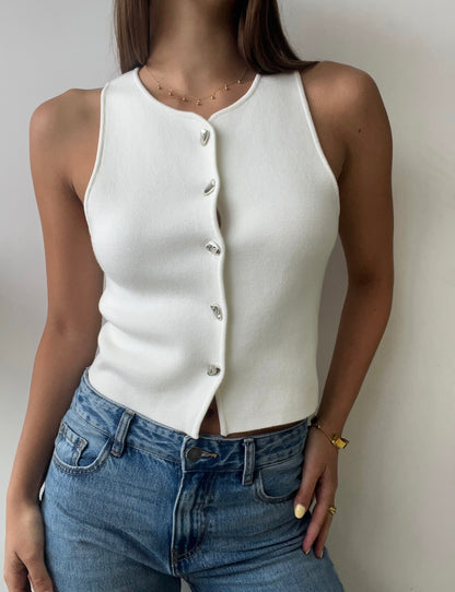 CHALECO BLANCO BOTON SILVER