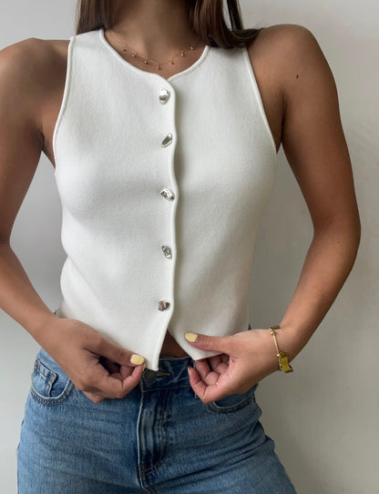 CHALECO BLANCO BOTON SILVER