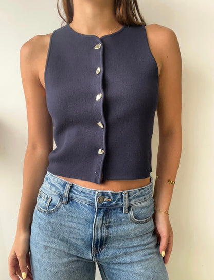 CHALECO NAVY BOTON SILVER