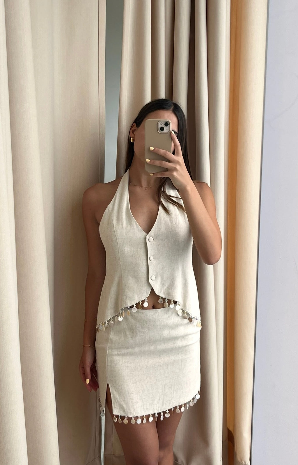 WHITE SET HEM WOVEN