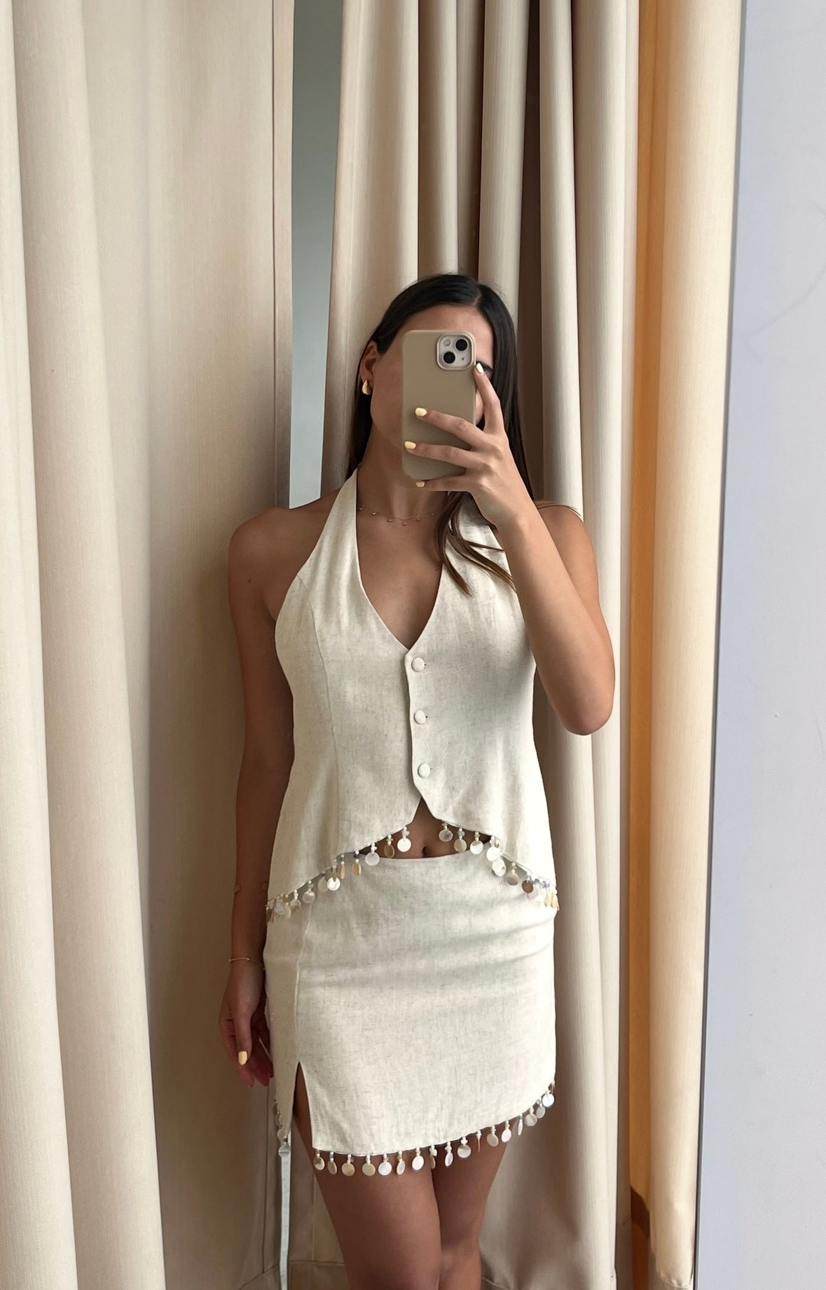 WHITE SET HEM WOVEN