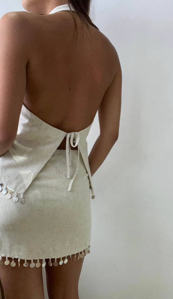 WHITE SET HEM WOVEN