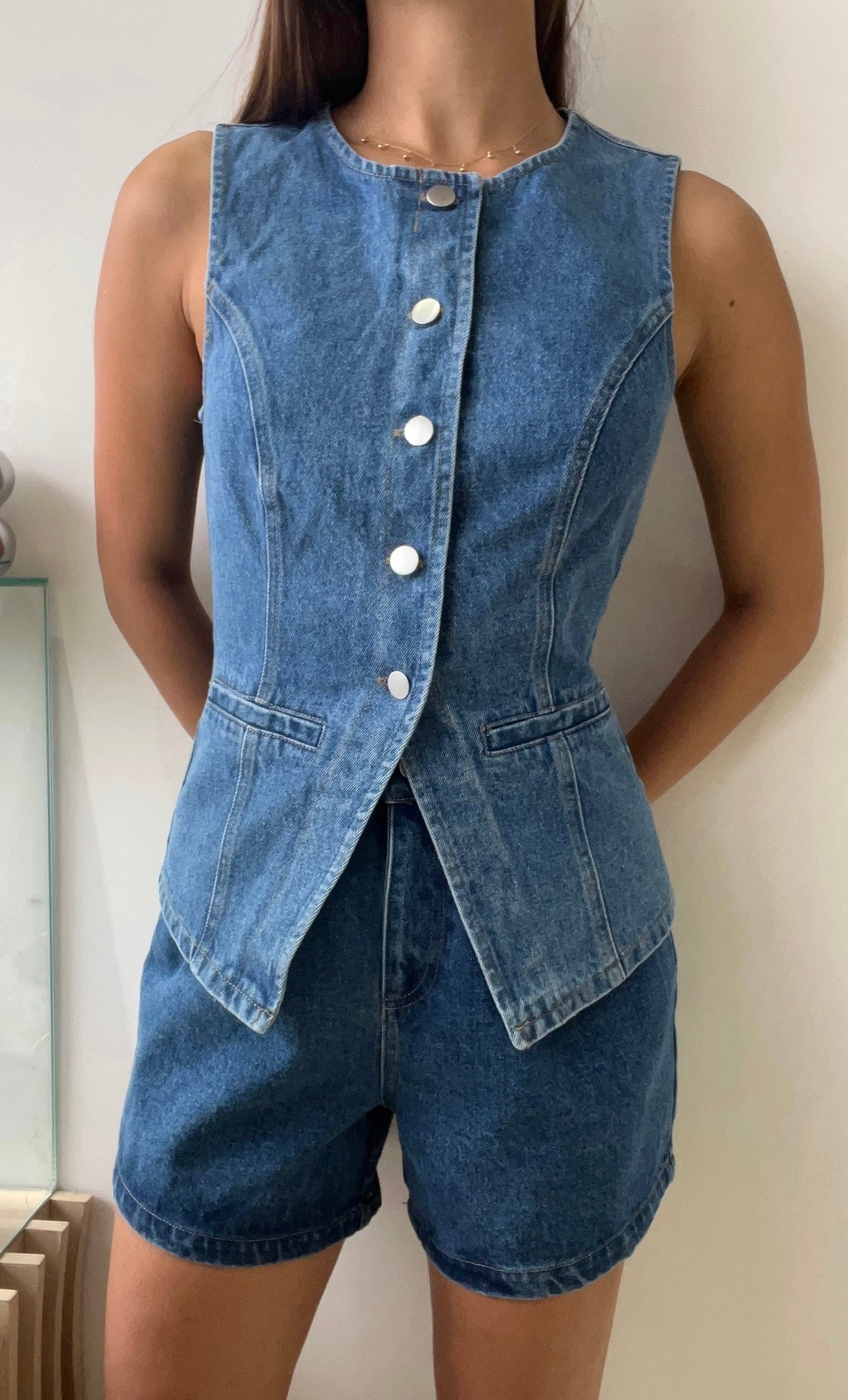 SET CHALECO SHORT DENIM