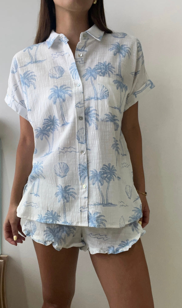 PALM BLUE WHITE SET