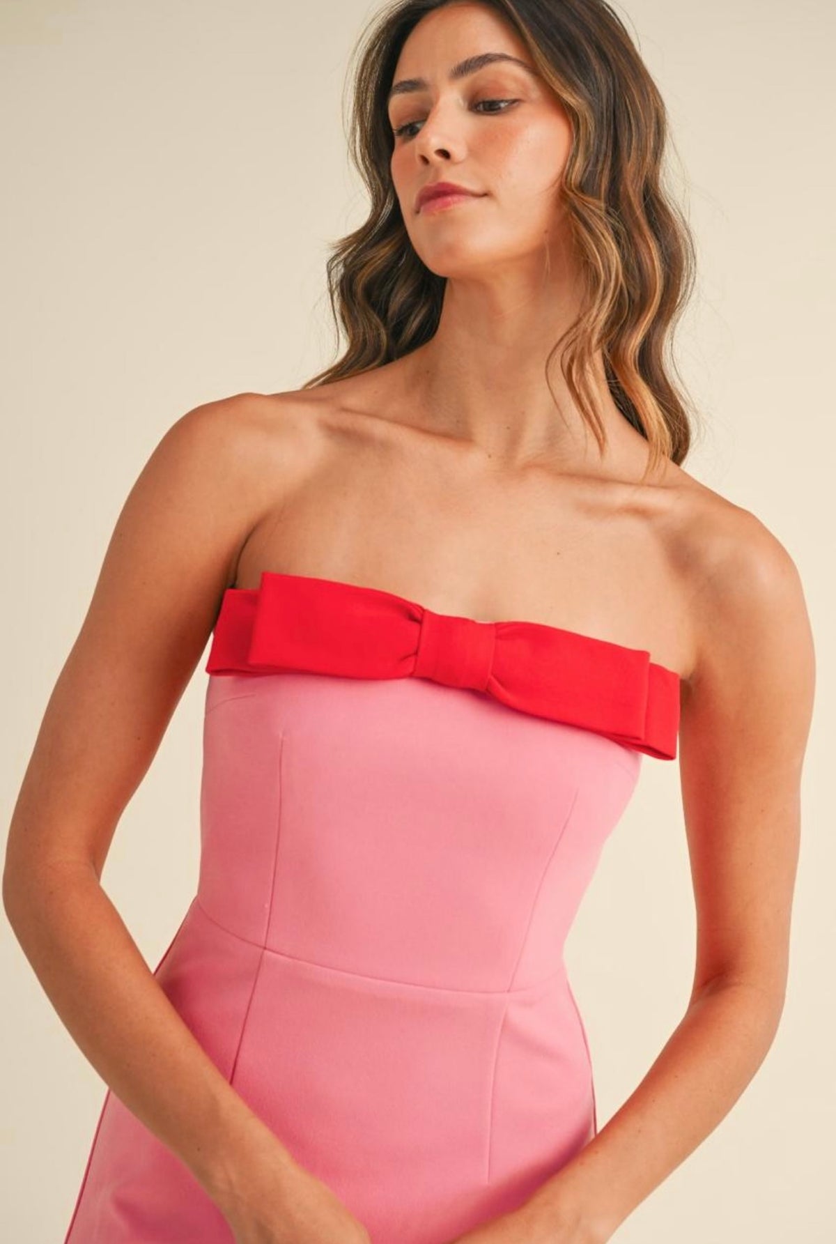 BOW STRAPLESS MINI DRESS