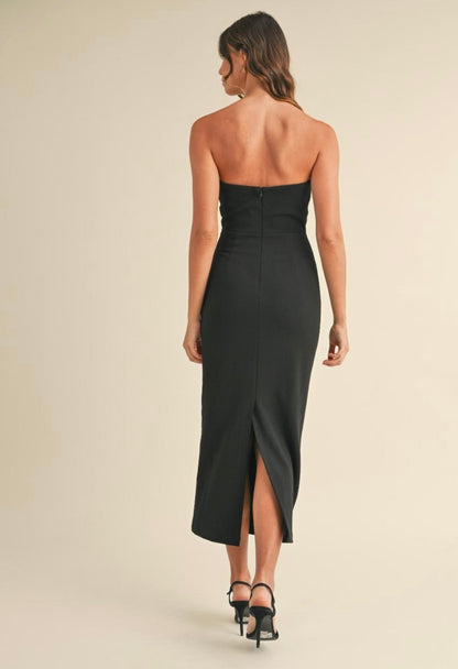 BOW STRAPLESS LONG DRESS