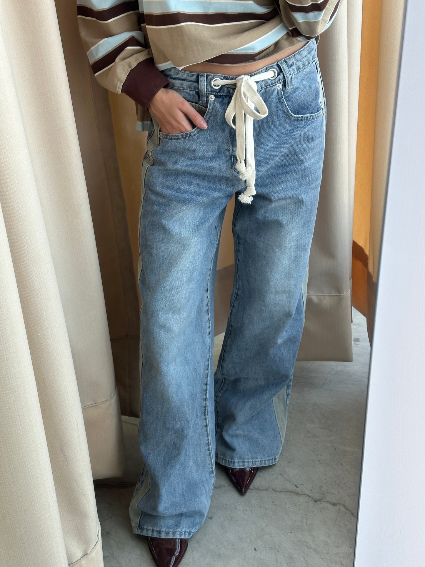 JEANS CONTRASTE OLIVE