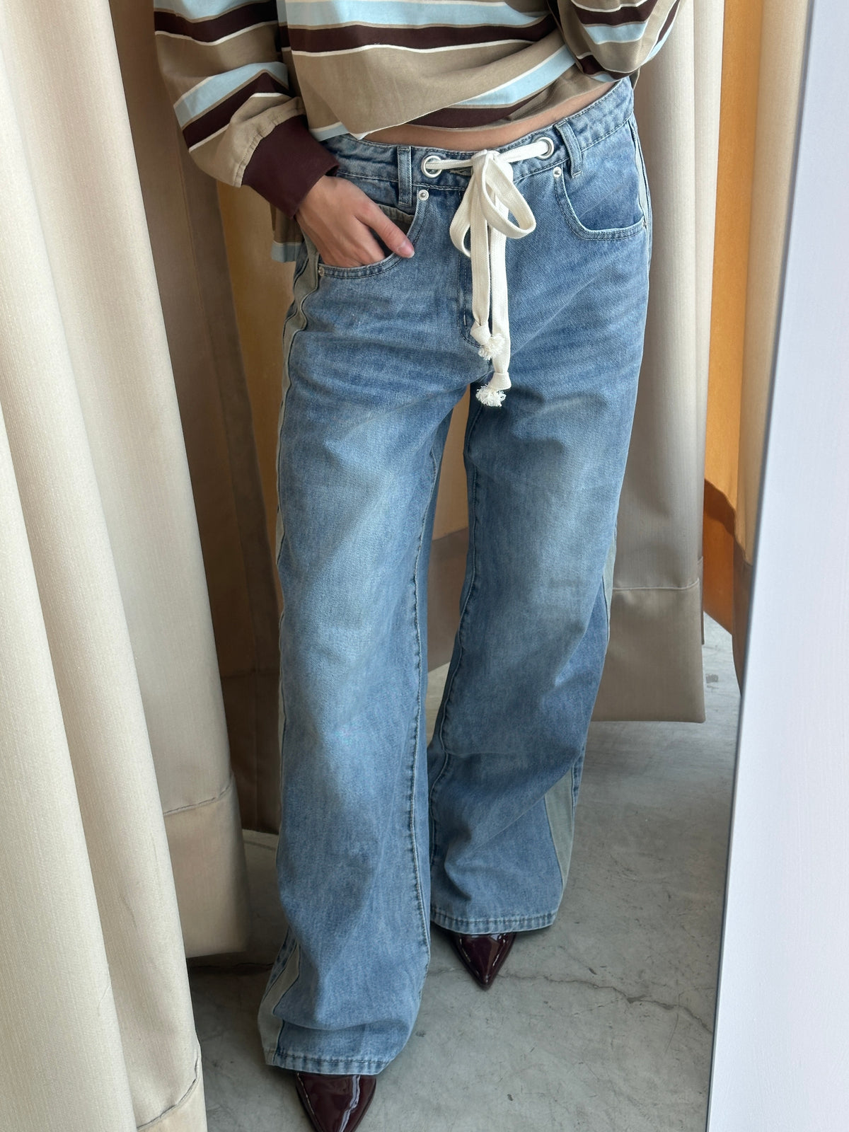 JEANS CONTRASTE OLIVE