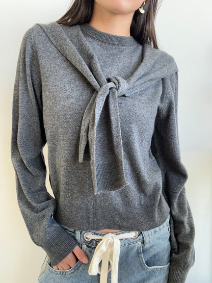 CHARCOAL SCARF SWEATER