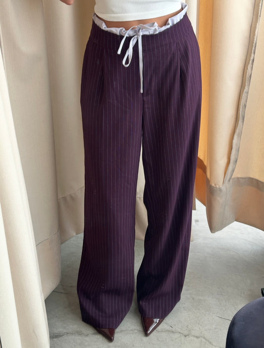 CONTRAST EGGPLANT PANTS